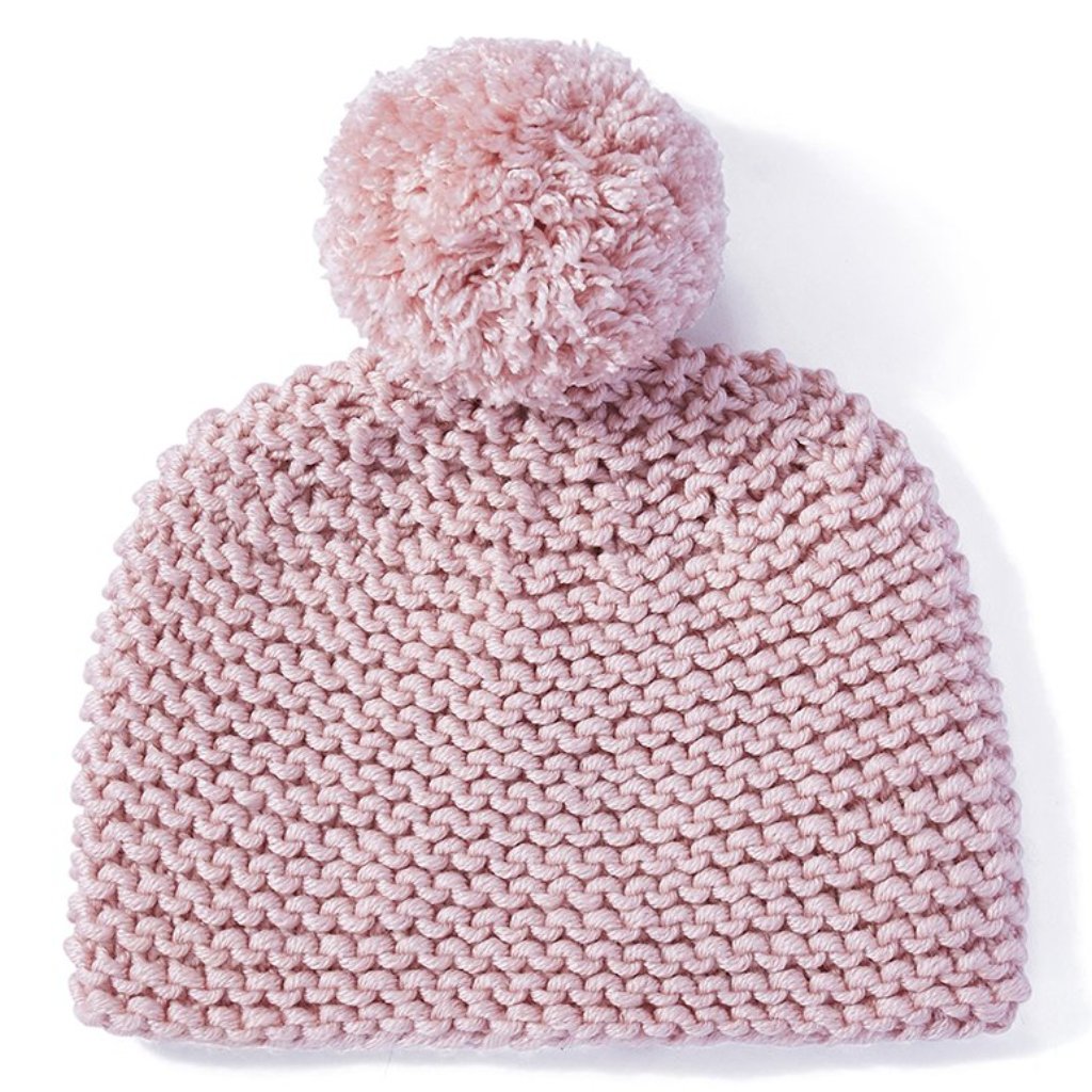 textured beanie with pom pom