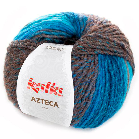 azteca wool katia blue brown