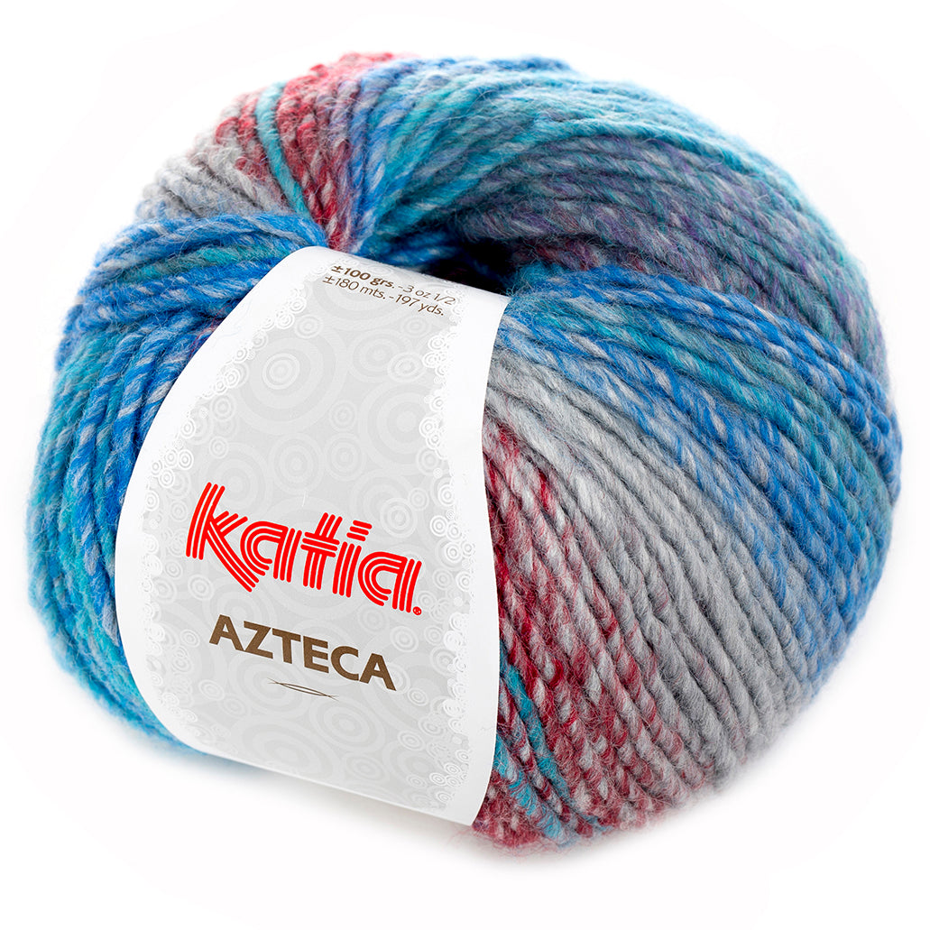 azteca wool katia blue red