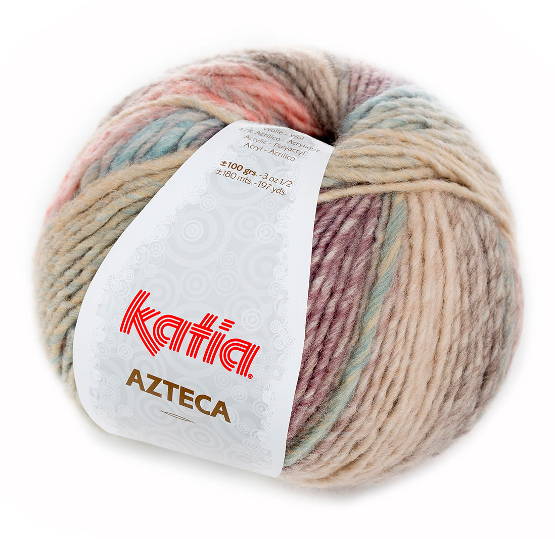 sky blue light pink light brown pastel green azteca wool katia