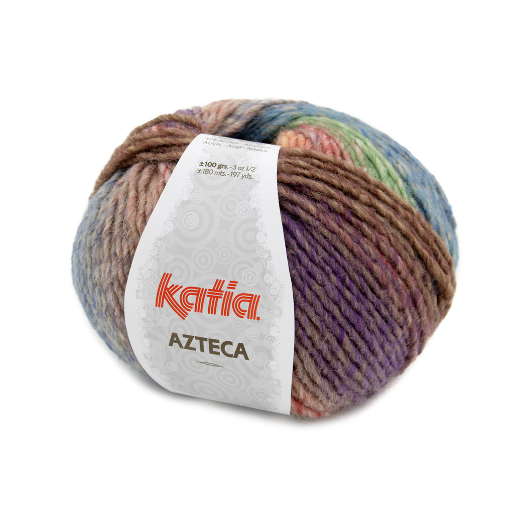 azteca wool katia purple green blue brown