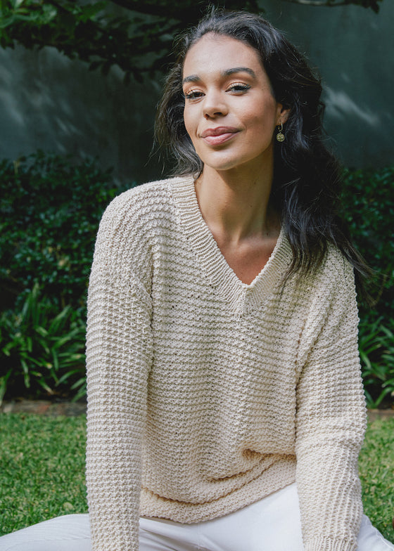 Inez Summer Sweater Pullover Cotton Knitting Pattern 