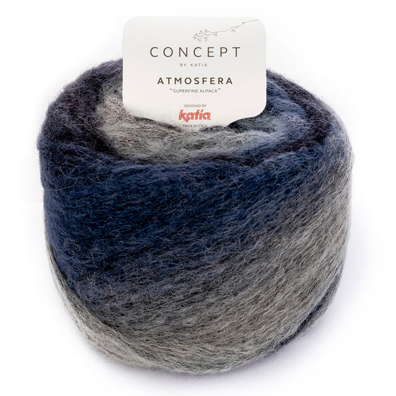 atmosfera blue grey gradient alpaca yarn