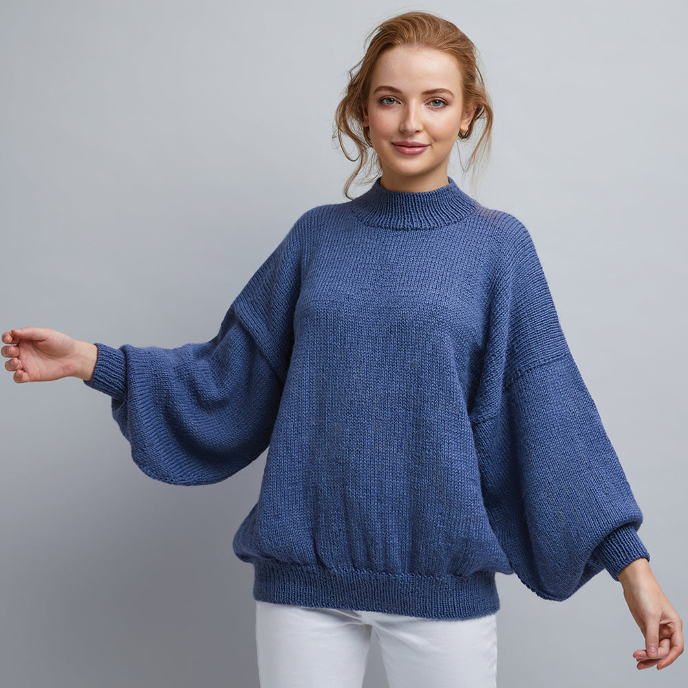 hand knitted jumper with ballon sleeves